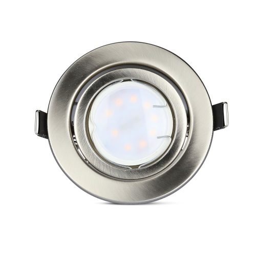 3x Süllyesztett süllyesztett lámpatest Satin Nickel + GU10 LED izzó 5W 3000K VT-4444 V-TAC