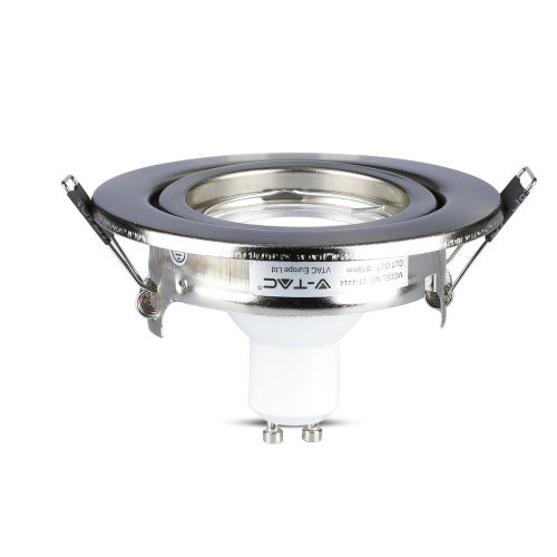 3x Süllyesztett süllyesztett lámpatest Satin Nickel + GU10 LED izzó 5W 3000K VT-4444 V-TAC