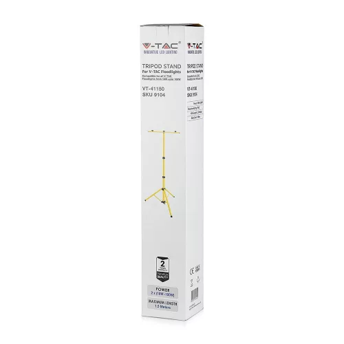 Háromlábú dupla állvány LED-es reflektorokhoz TRIPOD IP65 sárga VT-41150Y V-TAC