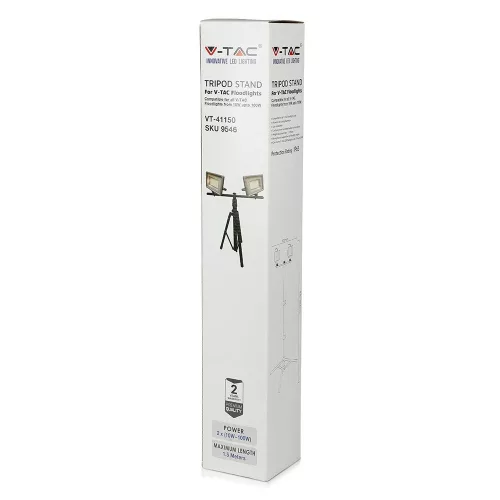 Dupla állvány állvány LED-es reflektorokhoz TRIPOD IP65 fekete VT-41150B V-TAC