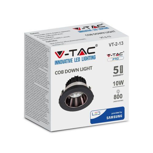 LED Spot süllyesztett lámpatest 10W 6400K dönthető COB SAMSUNG CHIP - 5 év garancia VT-2-13 V-TAC