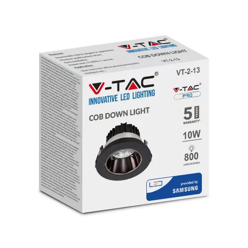 LED Spot süllyesztett lámpatest 10W 6400K dönthető COB SAMSUNG CHIP - 5 év garancia VT-2-13 V-TAC