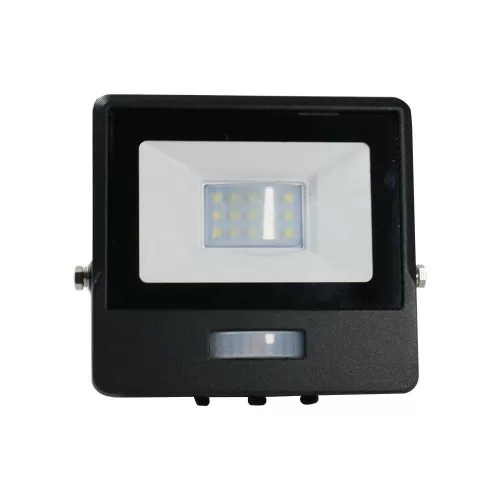 LED reflektor 10W 735lm 4000K IP65 Fekete tompa, mozgásérzékelővel és CUT-OFF funkcióval Samsung Chip VT-118S-B V-TAC