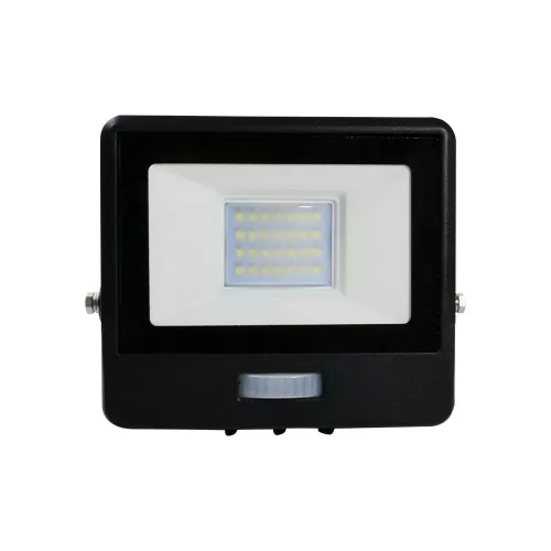 LED reflektor 20W 1510lm 6500K IP65 Fekete tompa, mozgásérzékelővel és CUT-OFF funkcióval Samsung Chip VT-128S-B V-TAC