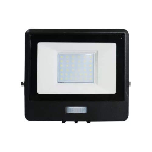 LED reflektor 30W 2340lm 4000K IP65 Fekete mozgásérzékelővel és CUT-OFF funkcióval Samsung Chip VT-138S-1-B V-TAC