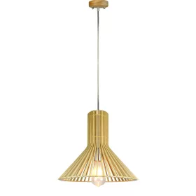   Függesztett lámpa E27 rögzítő fa ernyő krómozott kúpos 350x310mm VT-3350 V-TAC