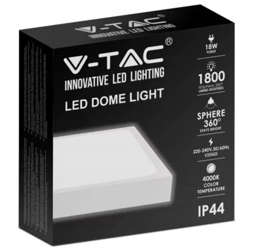 Mennyezeti LED fürdőszobai panellámpa 18W 1800lm 4000K IP44 23cm Négyzet Fehér