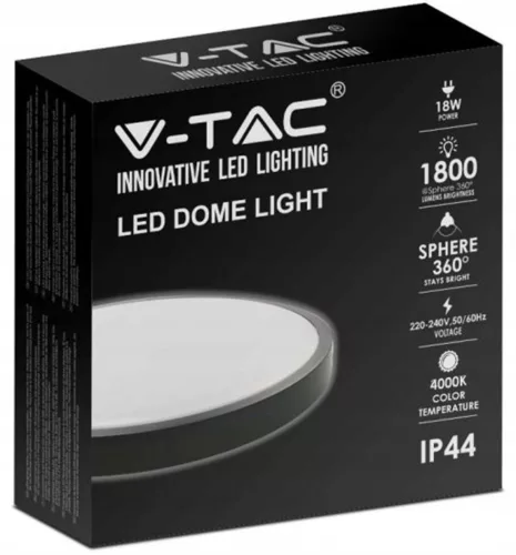 Mennyezeti LED fürdőszobai panellámpa 18W 1800lm 4000K IP44 23cm kerek fekete