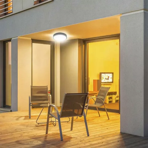 Mennyezeti LED fürdőszobai panellámpa 18W 1800lm 4000K IP44 23cm kerek fekete