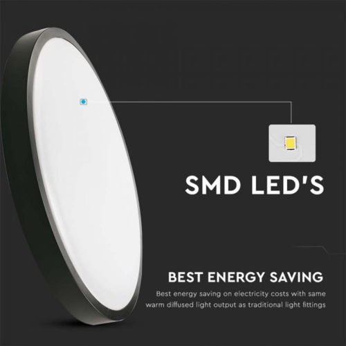Mennyezeti LED fürdőszobai panellámpa 18W 1800lm 4000K IP44 23cm kerek fekete