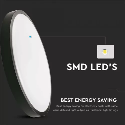 Mennyezeti LED fürdőszobai panellámpa 18W 1800lm 4000K IP44 23cm kerek fekete