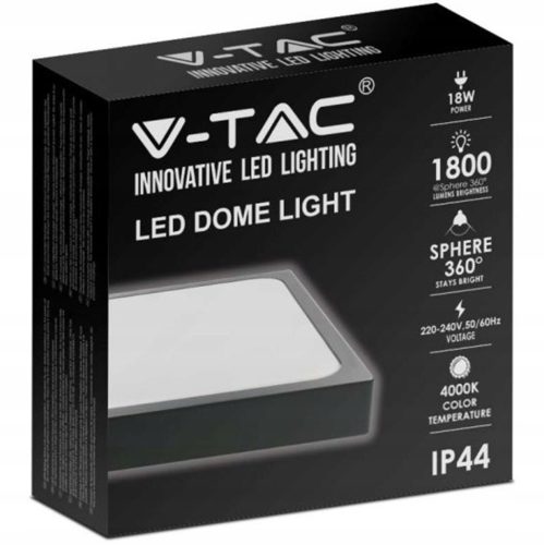 Mennyezeti LED fürdőszobai panellámpa 24W 2400lm 4000K IP44 30cm Négyzet Fekete