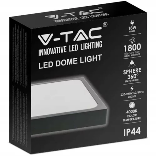 Mennyezeti LED fürdőszobai panellámpa 24W 2400lm 4000K IP44 30cm Négyzet Fekete