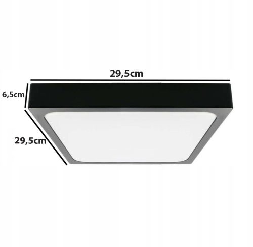 Mennyezeti LED fürdőszobai panellámpa 24W 2400lm 4000K IP44 30cm Négyzet Fekete