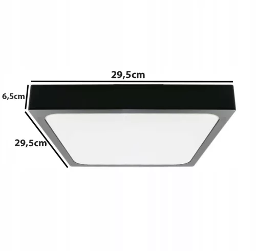 Mennyezeti LED fürdőszobai panellámpa 24W 2400lm 4000K IP44 30cm Négyzet Fekete