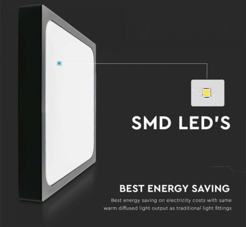 Mennyezeti LED fürdőszobai panellámpa 24W 2400lm 4000K IP44 30cm Négyzet Fekete