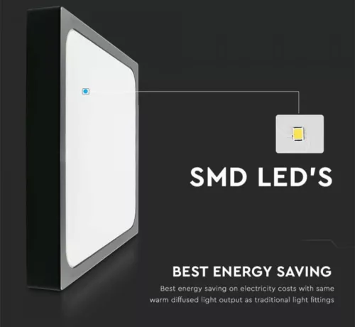 Mennyezeti LED fürdőszobai panellámpa 24W 2400lm 4000K IP44 30cm Négyzet Fekete
