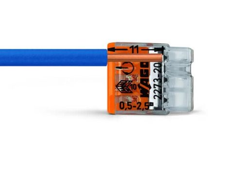 100x WAGO 2273-203 gyorscsatlakozós beépítési csatlakozó vezetékhez 3x0,5-2,5 mm