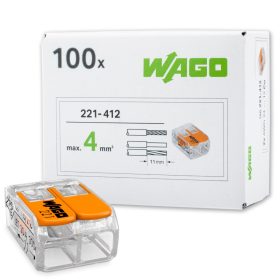   100x WAGO gyorscsatlakozó beépítési csatlakozó 221-412 KÁBELE 2x0,2-4mm
