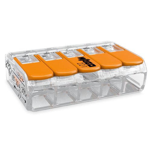 25x WAGO gyorscsatlakozó beépítési csatlakozó 221-415 5x0,2-4 mm-es KÁBEL-hez