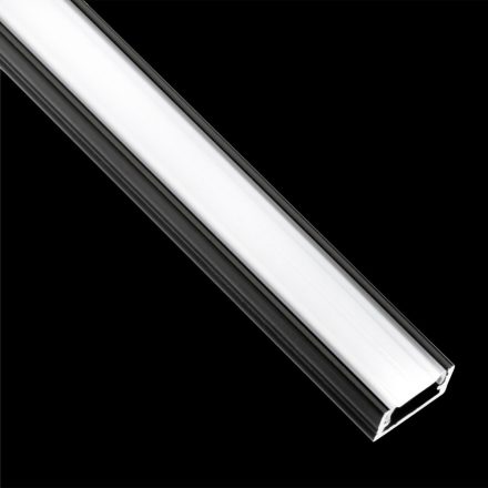 MINI felületre szerelhető alumínium profil LED szalagokhoz, felületre szerelhető, 1m Fekete + Opál árnyékoló