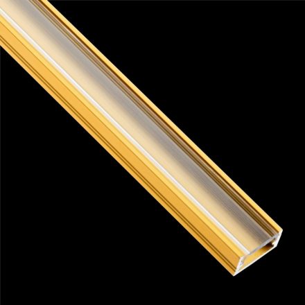 MINI felületre szerelhető alumínium profil LED szalagokhoz, felületre szerelhető, 2m, Arany + Átlátszó burkolat
