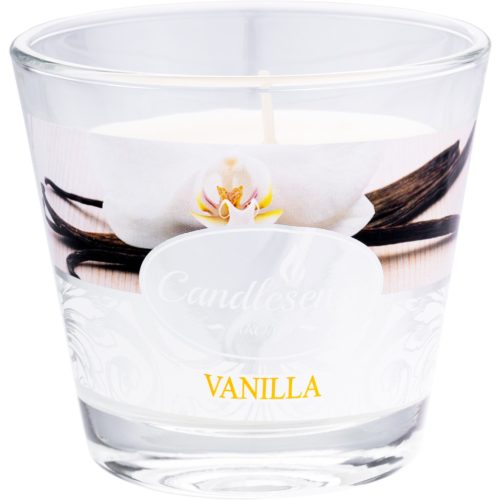 Dekoratív illatos gyertya vaníliás üvegben