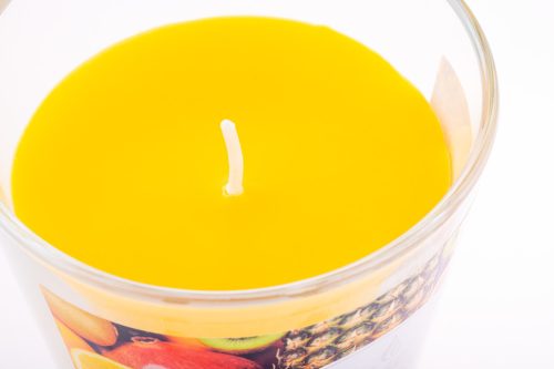 Illatos dekoratív gyertya trópusi gyümölcsökben