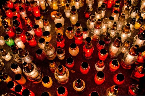 Üveggyertya készlet 8 órás betéttel, egész évben 16 cm-es sírhoz