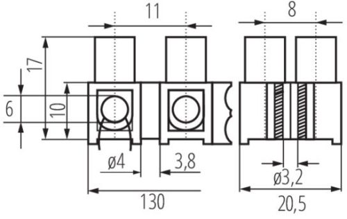 Tizenkét nyomvonalú csatlakozó 6 mm H-6MM2 PE MI N Kanlux