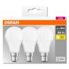 3PAK LED izzó B22d A60 8.5W = 60W 806lm 2700K Meleg 360° OSRAM