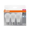 3x LED izzó A60 B22d 8W = 60W 806lm 4000K Semleges 150°-os foglalat Osram