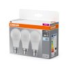 3x LED izzó A60 B22d 8W = 60W 806lm 4000K Semleges 150°-os foglalat Osram