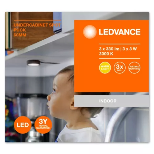 3x LED lámpa 3W 3000K szekrény alatti világítótest fekete LEDVANCE
