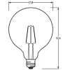 Globe E27 G125 LED izzó 2.5W = 25W 250lm 2700K Meleg 300° Izzószál LEDVANCE