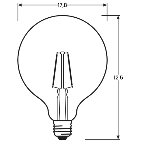 Globe E27 G125 LED izzó 2.5W = 25W 250lm 2700K Meleg 300° Izzószál LEDVANCE