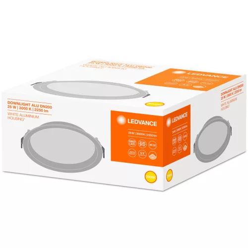 LED süllyesztett lámpatest 25W 2250lm IP44 3000K meleg alsó lámpa 21,5cm kerek LEDVANCE