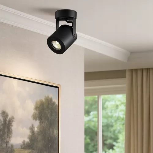Fali lámpa, felületre szerelhető, mozgatható, GU10, matt fekete, Abi Masterled