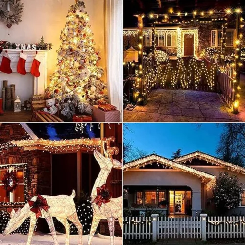 LED karácsonyi díszfüzér 2700K meleg fehér 100LED 3xAA 10m Masterled