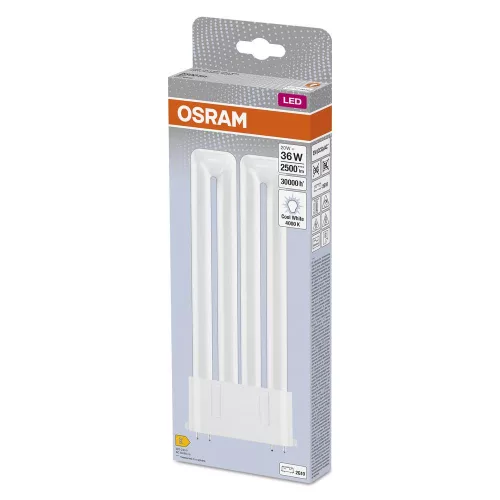 LED fénycső, egyoldalas, 2G10, 20W = 36W, 2500lm, 4000K, semleges, 130°, DULUX LED F EM és AC, Osram