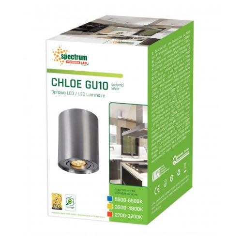 Felületre szerelhető LED lámpatest CHLOE GU10 SPECTRUM ROUND SILVER